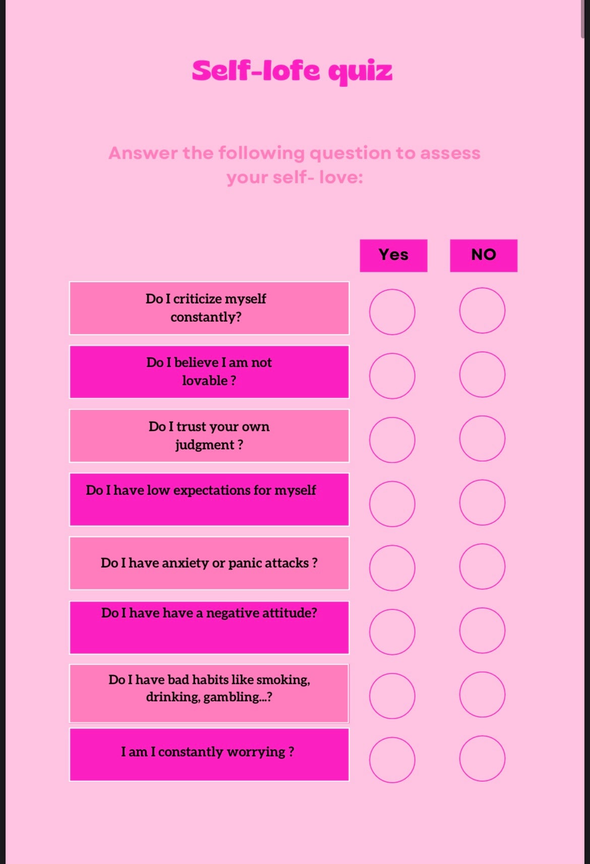 Self love workbook